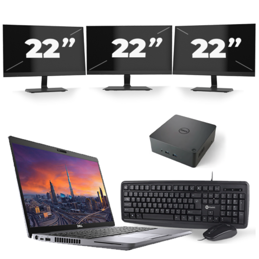 Dell Precision 3550 - Intel Core i7-10e Generatie - 15 inch - 8GB RAM - 256GB SSD - Windows 11 + 3x 22 inch Monitor
