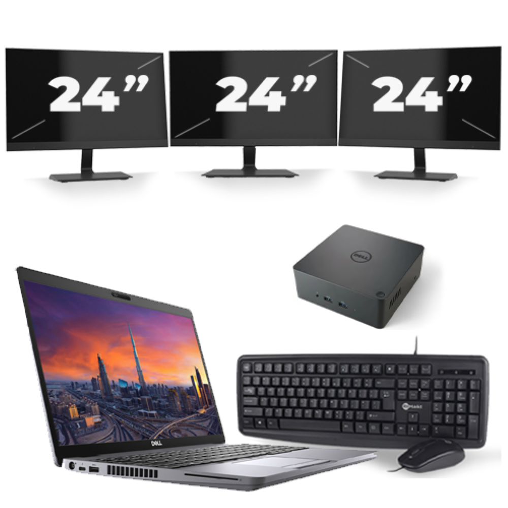 Dell Precision 3550 - Intel Core i7-10e Generatie - 15 inch - 8GB RAM - 256GB SSD - Windows 11 + 3x 24 inch Monitor