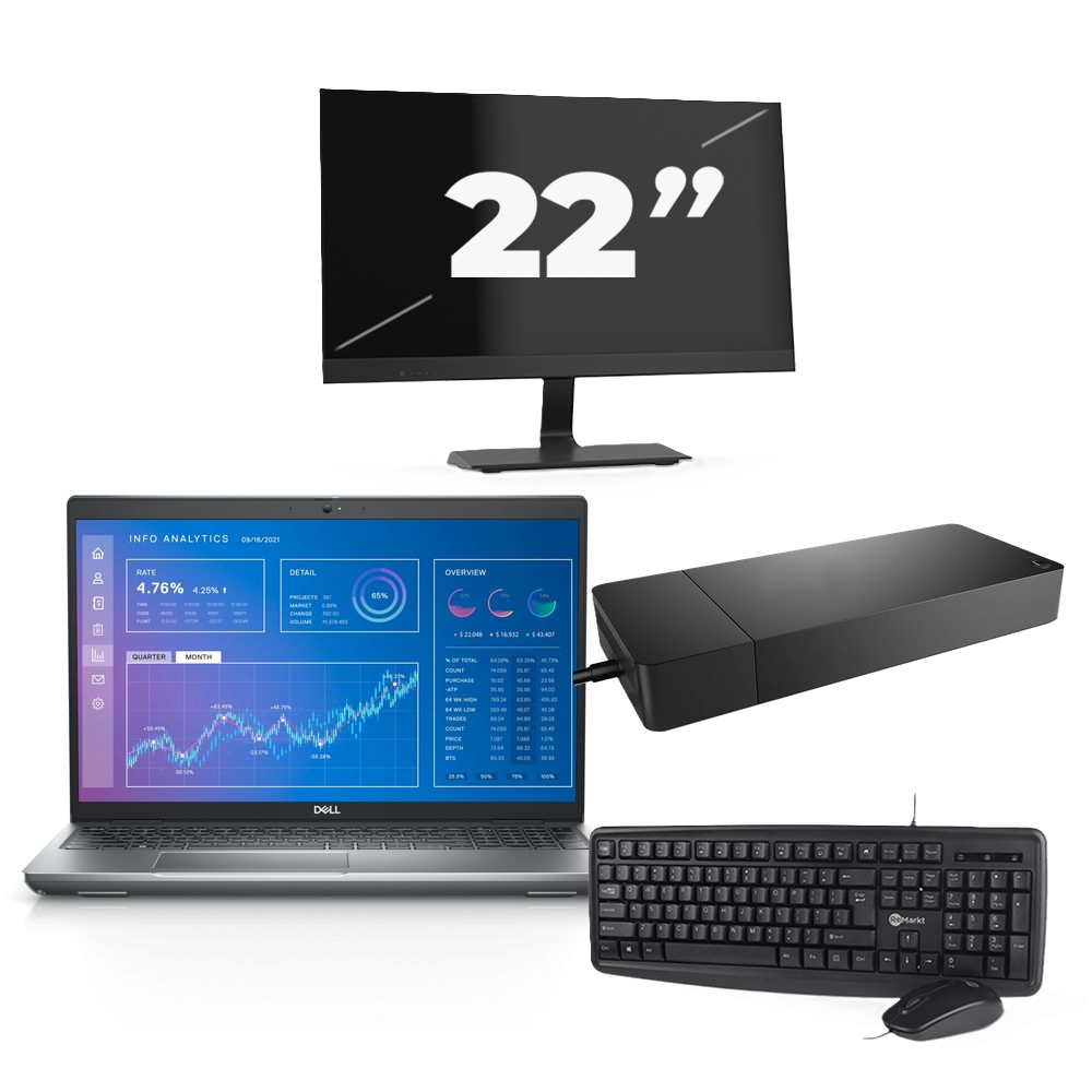 Dell Precision 3571 - Intel Core i5-12e Generatie - 15 inch - 8GB RAM - 256GB SSD - Windows 11 Home + 1x 22 inch Monitor