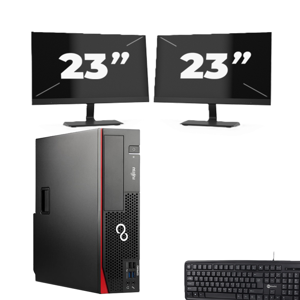 Fujitsu Esprimo D757 SFF - Intel Core i5-6e Generatie - 8GB RAM - 256GB SSD - Windows 11 + 2x 23 inch Monitor
