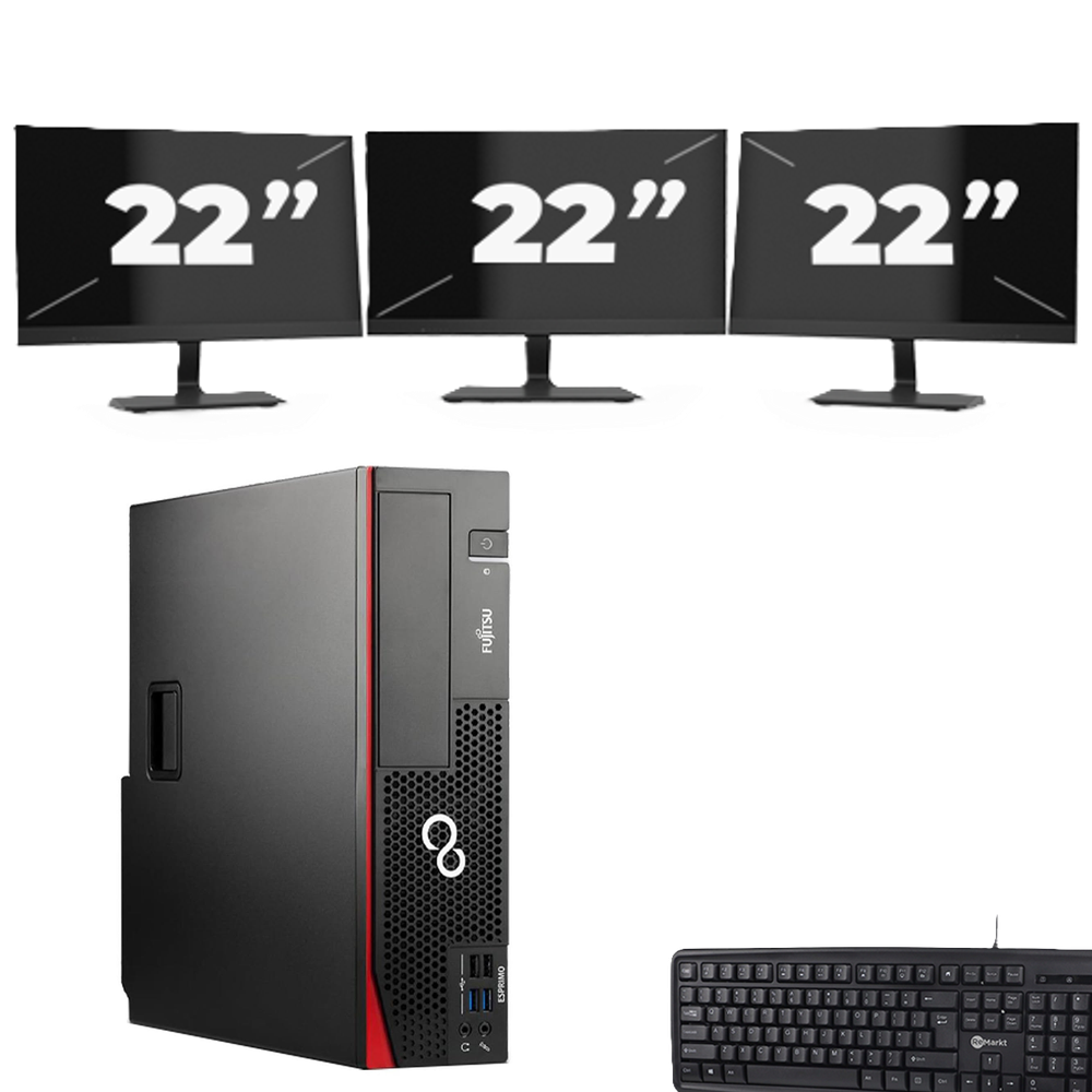 Fujitsu Esprimo D757 SFF - Intel Core i5-6e Generatie - 8GB RAM - 256GB SSD - Windows 11 + 3x 22 inch Monitor