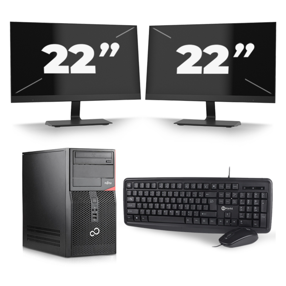 Fujitsu Esprimo P410 Micro Tower - Intel Core i5-3e Generatie - 8GB RAM - 256GB SSD - Windows 10 + 2x 22 inch Monitor