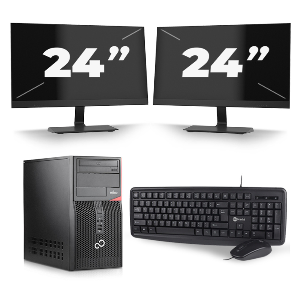 Fujitsu Esprimo P410 Micro Tower - Intel Core i5-3e Generatie - 8GB RAM - 256GB SSD - Windows 10 + 2x 24 inch Monitor