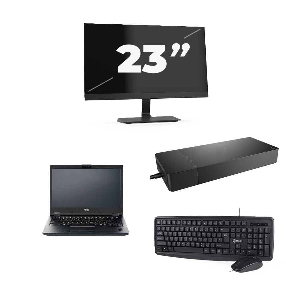 Fujitsu LIFEBOOK E5410 - Intel Core i5-10e Generatie - 14 inch - 8GB RAM - 256GB SSD - Windows 11 Home + 1x 23 inch Monitor