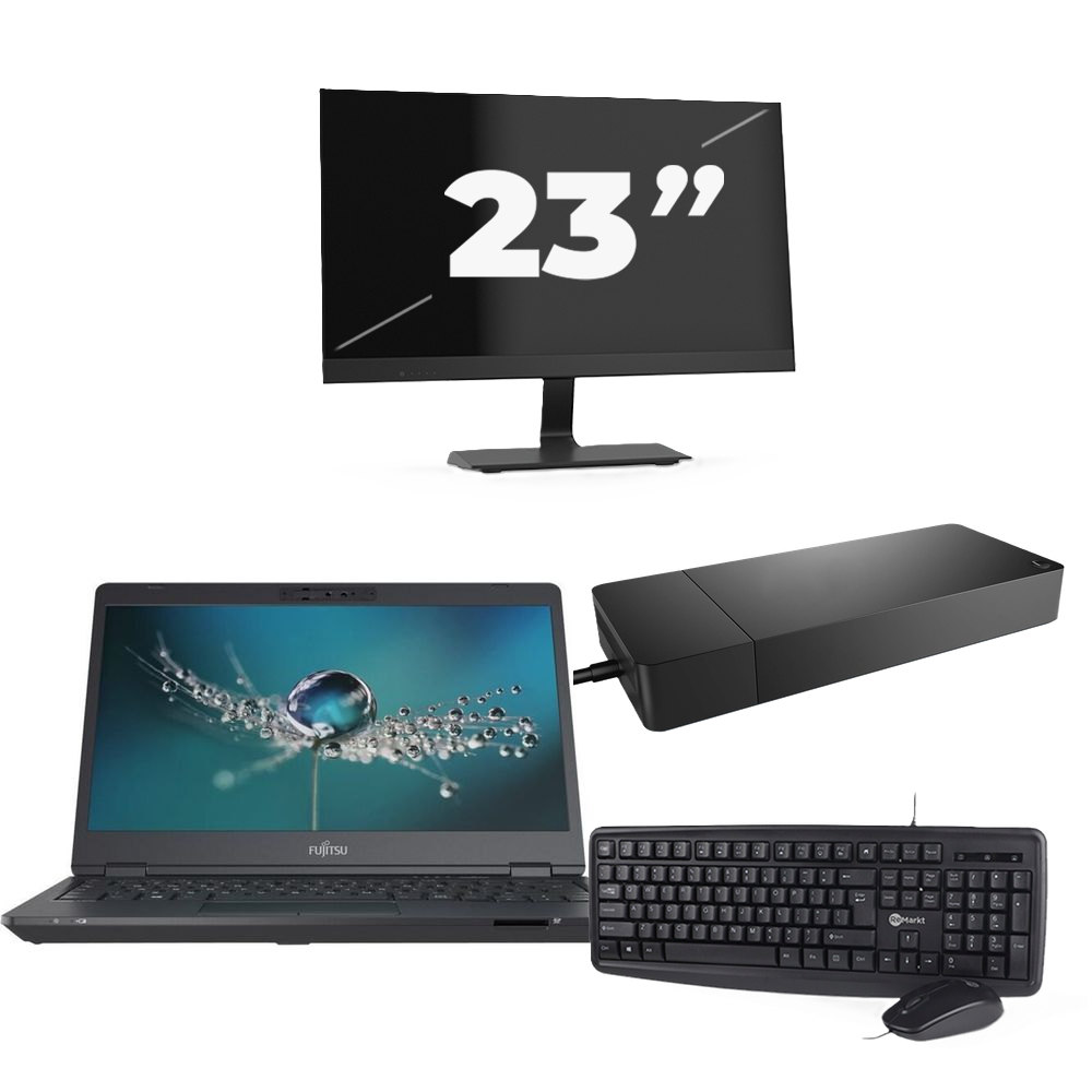 Fujitsu LIFEBOOK U7311 - Intel Core i7-11e Generatie - 13 inch - 16GB RAM - 256GB SSD - Windows 11 Home + 1x 23 inch Monitor