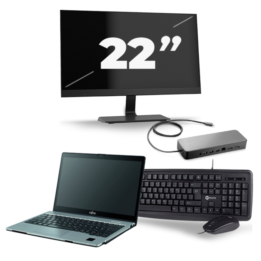 Fujitsu LifeBook S938 - Intel Core i7-8e Generatie - 13 inch - 8GB RAM - 256GB SSD - Windows 11 + 1x 22 inch Monitor