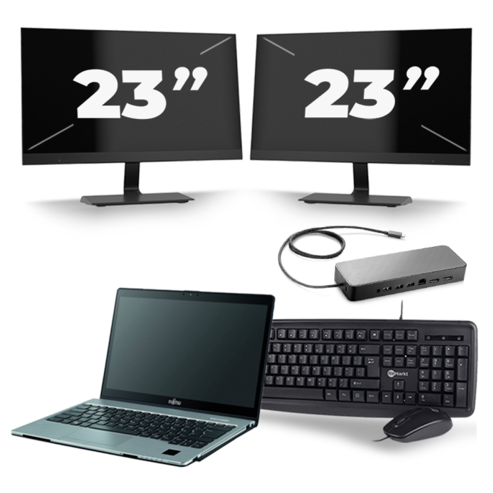 Fujitsu LifeBook S938 - Intel Core i7-8e Generatie - 13 inch - 8GB RAM - 256GB SSD - Windows 11 + 2x 23 inch Monitor