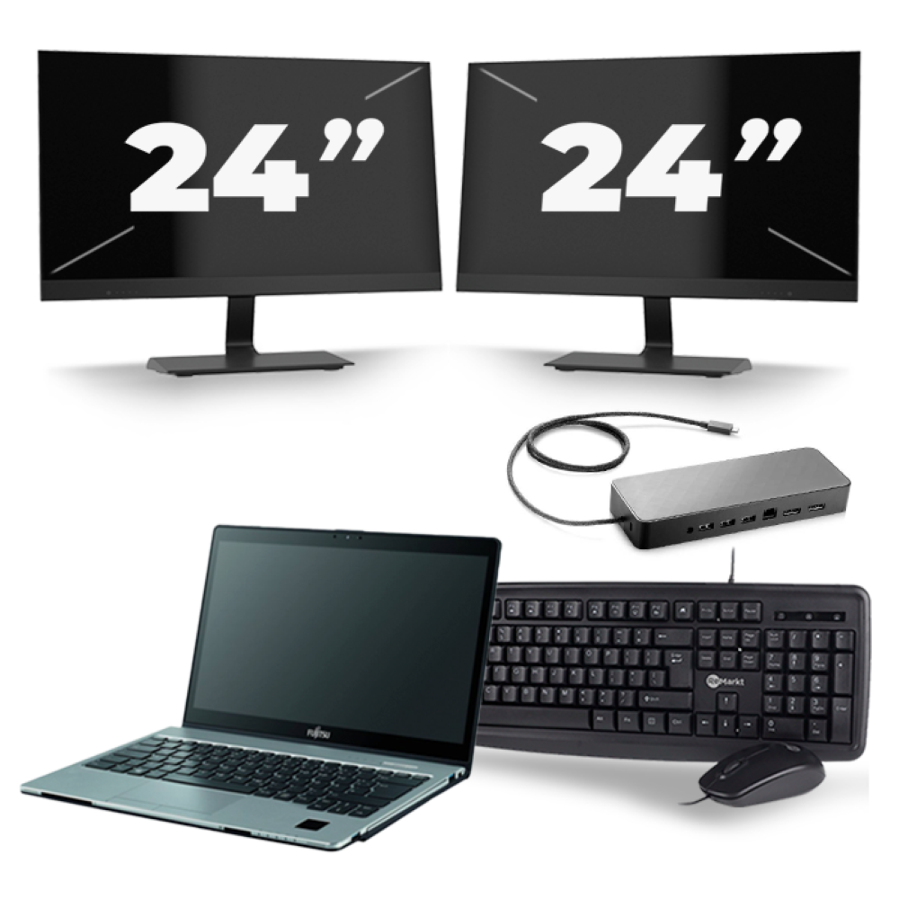 Fujitsu LifeBook S938 - Intel Core i7-8e Generatie - 13 inch - 8GB RAM - 256GB SSD - Windows 11 + 2x 24 inch Monitor