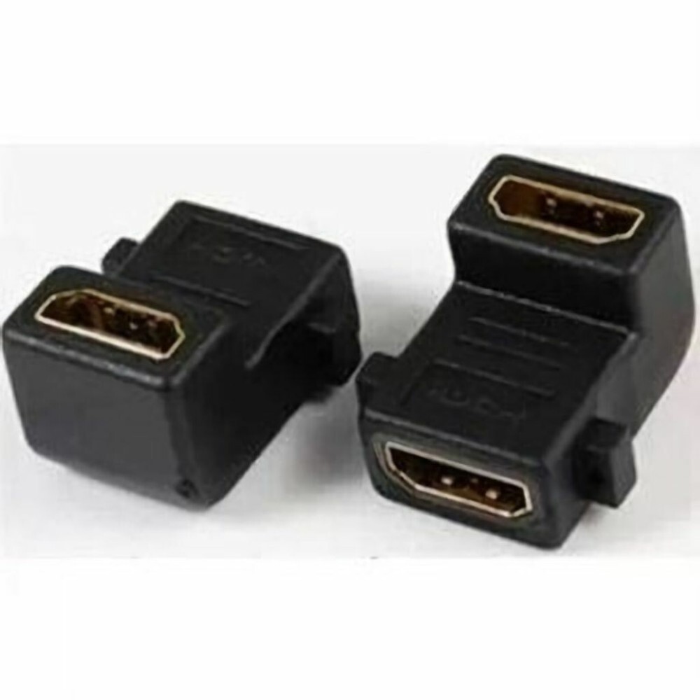 HDMI F/F 90&deg; Adapter Verguld met 2* montage gat