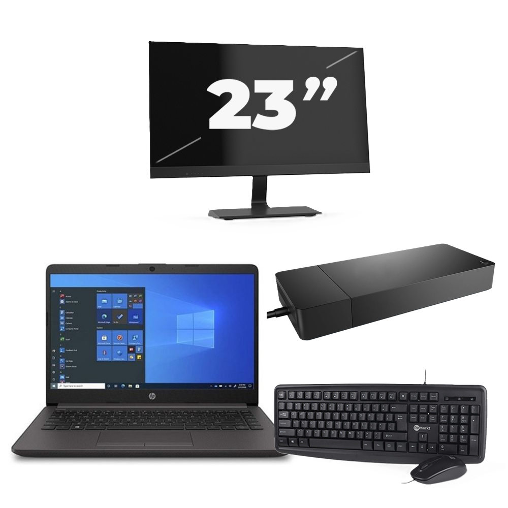 HP 240 G8 - Intel Core i3-10e Generatie - 14 inch - 8GB RAM - 256GB SSD - Windows 11 Home + 1x 23 inch Monitor
