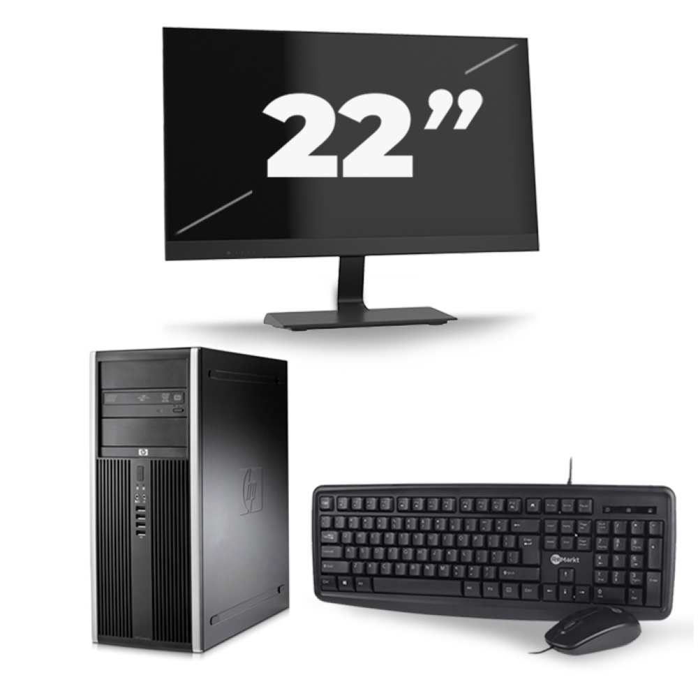 HP Compaq 8100 Elite CMT Tower - Intel Core i5-1e Generatie - 8GB RAM - 256GB SSD - Windows 10 + 1x 22 inch Monitor