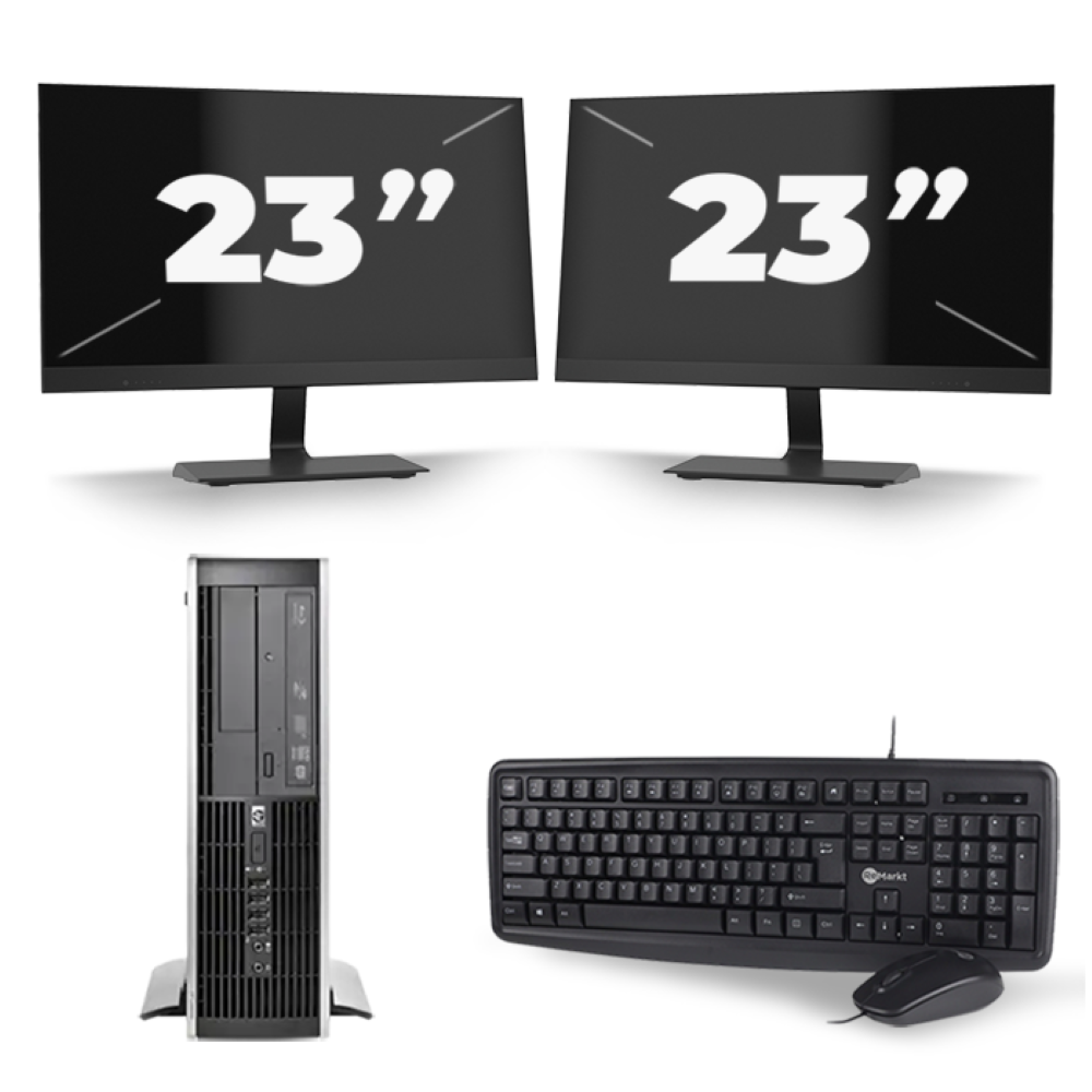 HP Compaq Elite 8300 SFF - Intel Core i5-3e Generatie - 8GB RAM - 256GB SSD - Windows 10 + 2x 23 inch Monitor