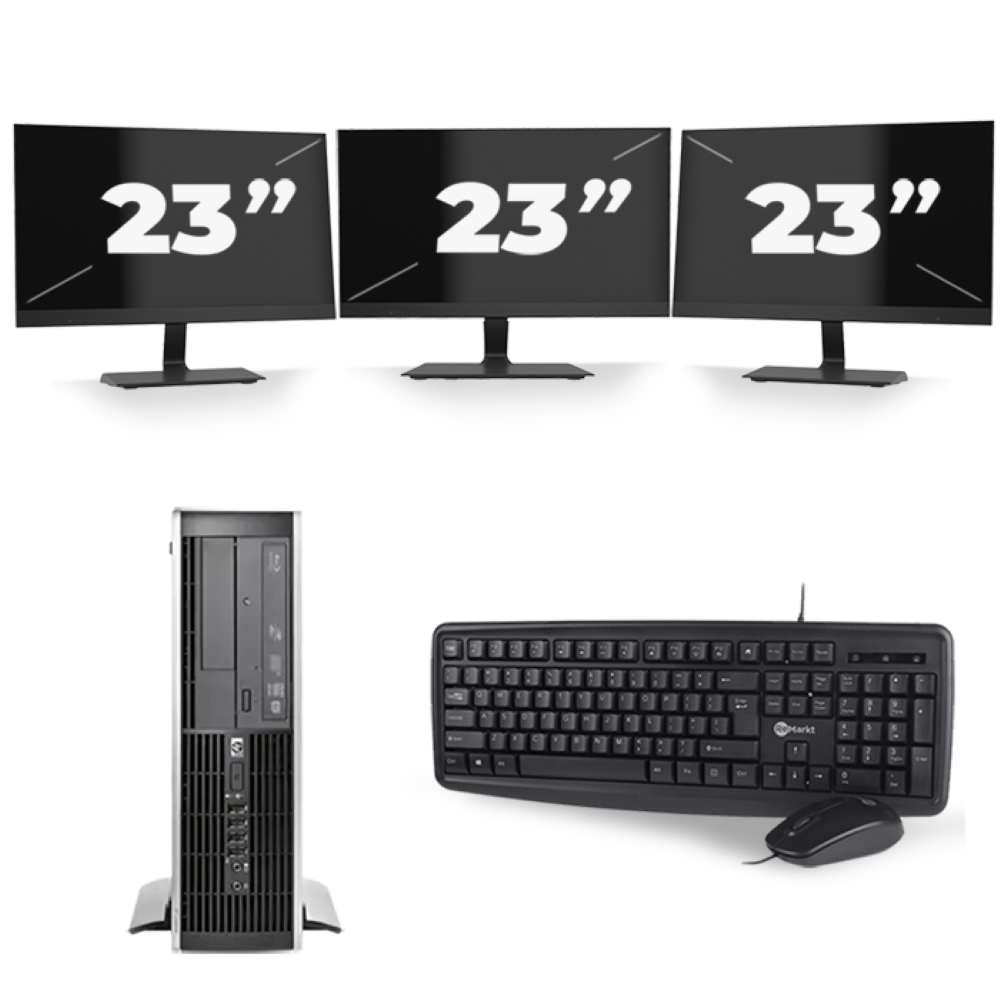 HP Compaq Elite 8300 SFF - Intel Core i5-3e Generatie - 8GB RAM - 256GB SSD - Windows 10 + 3x 23 inch Monitor