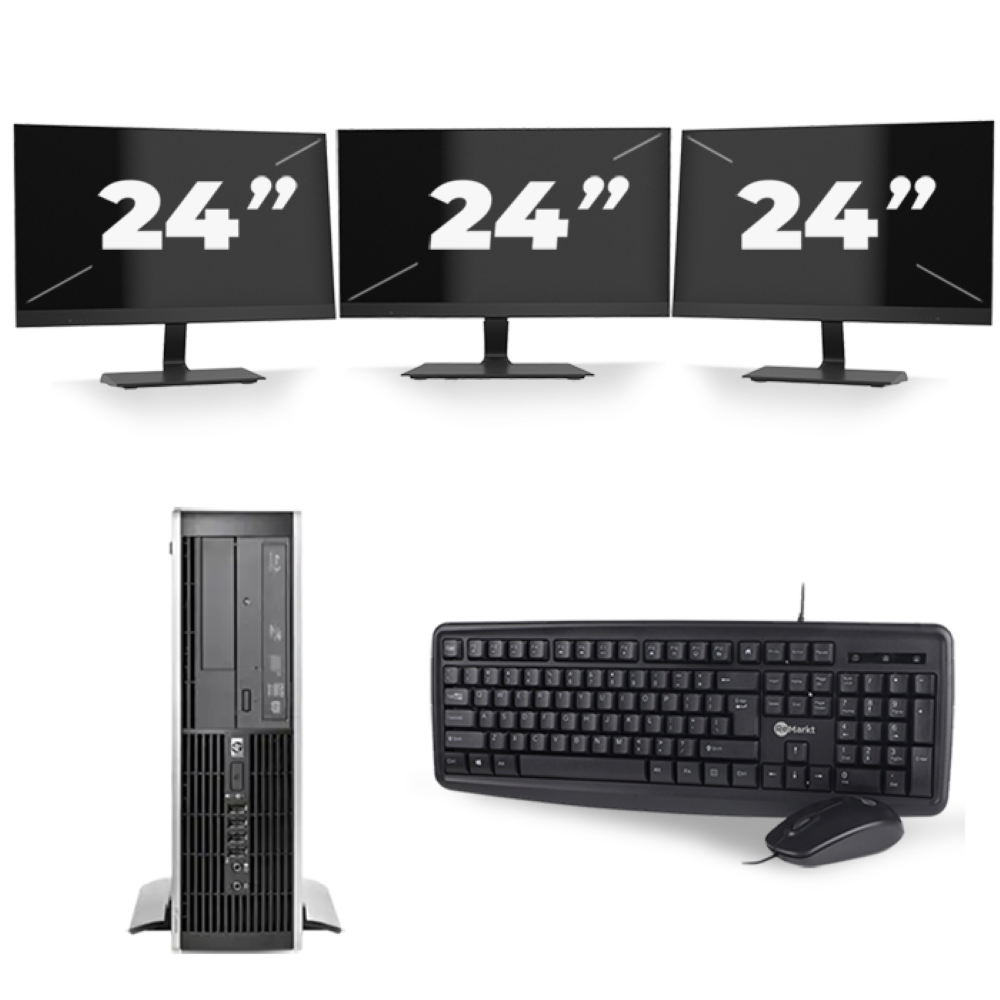 HP Compaq Elite 8300 SFF - Intel Core i5-3e Generatie - 8GB RAM - 256GB SSD - Windows 10 + 3x 24 inch Monitor