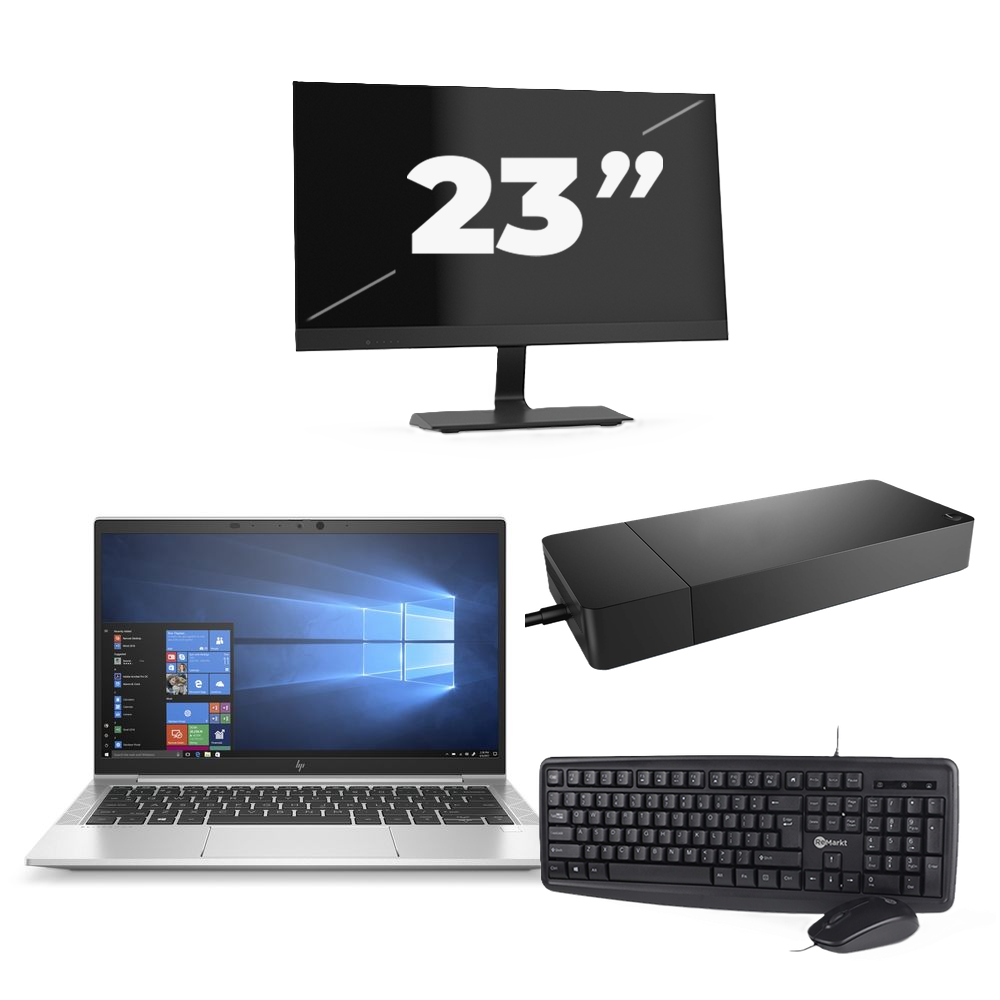 HP EliteBook 830 G7 - Intel Core i7-10e Generatie - 13 inch - 8GB RAM - 256GB SSD - Windows 11 + 1x 23 inch Monitor