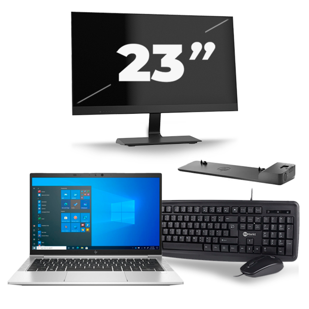 HP EliteBook 830 G8 - Intel Core i5-11e Generatie - 13 inch - 8GB RAM - 256GB SSD - Windows 11 + 1x 23 inch Monitor