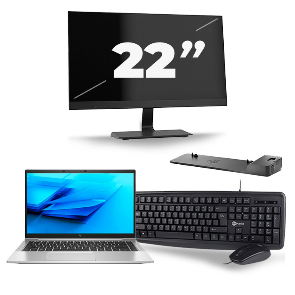 HP EliteBook 840 G7 - Intel Core i5-10e Generatie - 14 inch - 8GB RAM - 256GB SSD - Windows 11 + 1x 22 inch Monitor
