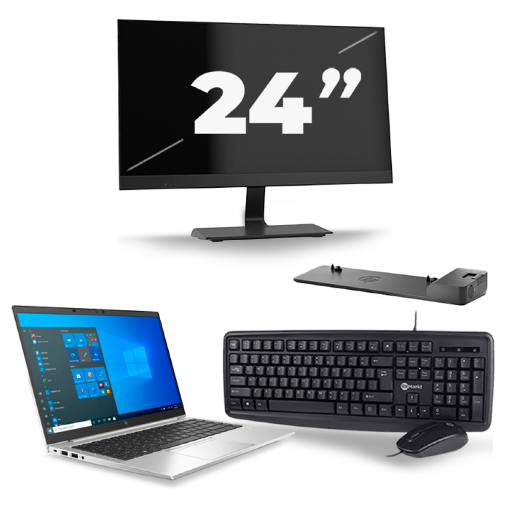 HP EliteBook 840 G8 - Intel Core i7-11e Generatie - 14 inch - 8GB RAM - 256GB SSD - Windows 11 + 1x 24 inch Monitor