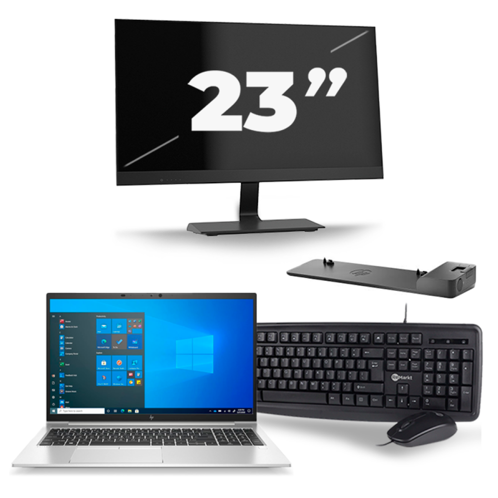 HP EliteBook 850 G8 - Intel Core i5-11e Generatie - 15 inch - 8GB RAM - 256GB SSD - Windows 11 + 1x 23 inch Monitor