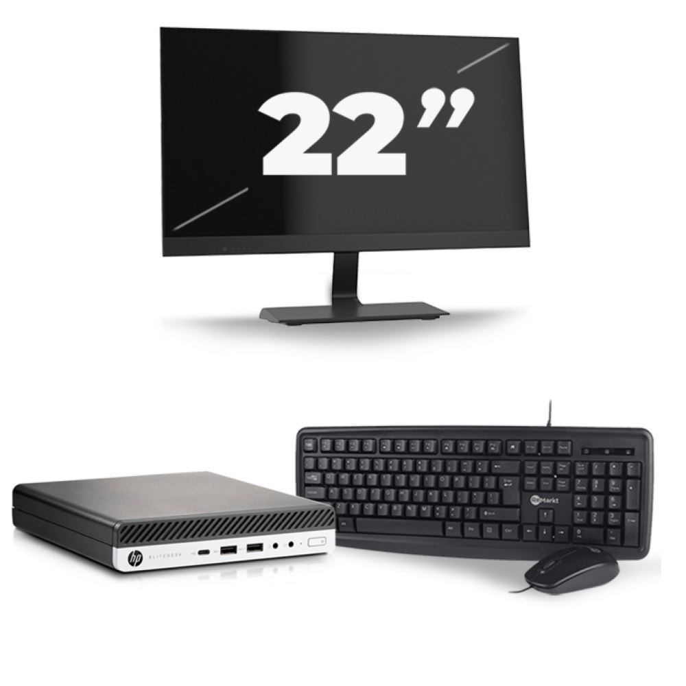 HP EliteDesk 800 G3 USFF - Intel Core i5-6e Generatie - 8GB RAM - 256GB SSD - Windows 11 + 1x 22 inch Monitor