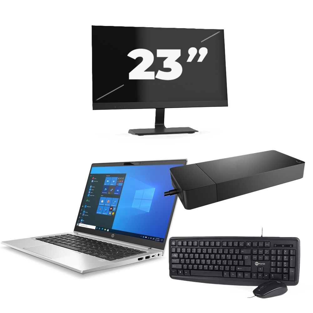 HP ProBook 430 G8 - Intel Core i3-11e Generatie - 13 inch - 8GB RAM - 256GB SSD - Windows 11 Home + 1x 23 inch Monitor