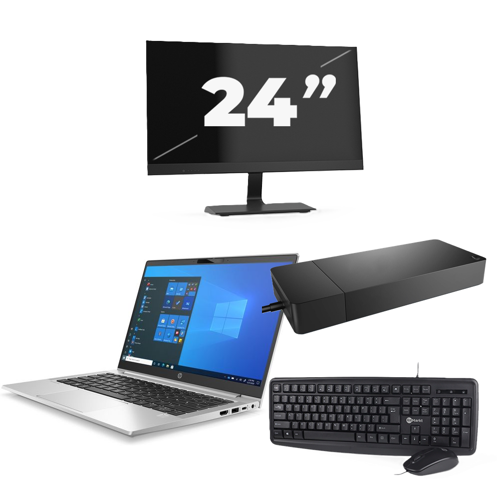 HP ProBook 430 G8 - Intel Core i3-11e Generatie - 13 inch - 8GB RAM - 256GB SSD - Windows 11 Home + 1x 24 inch Monitor