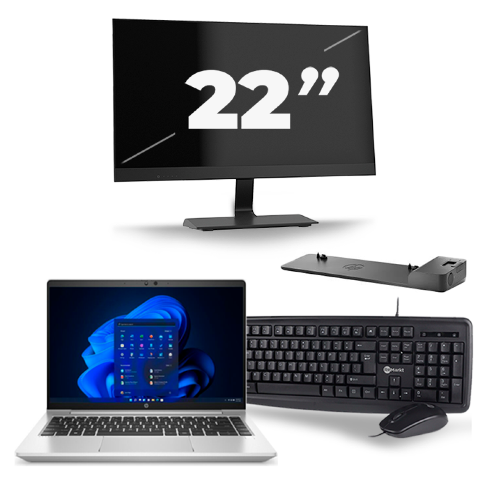HP ProBook 640 G8 - Intel Core i5-11e Generatie - 14 inch - 8GB RAM - 256GB SSD - Windows 11 + 1x 22 inch Monitor