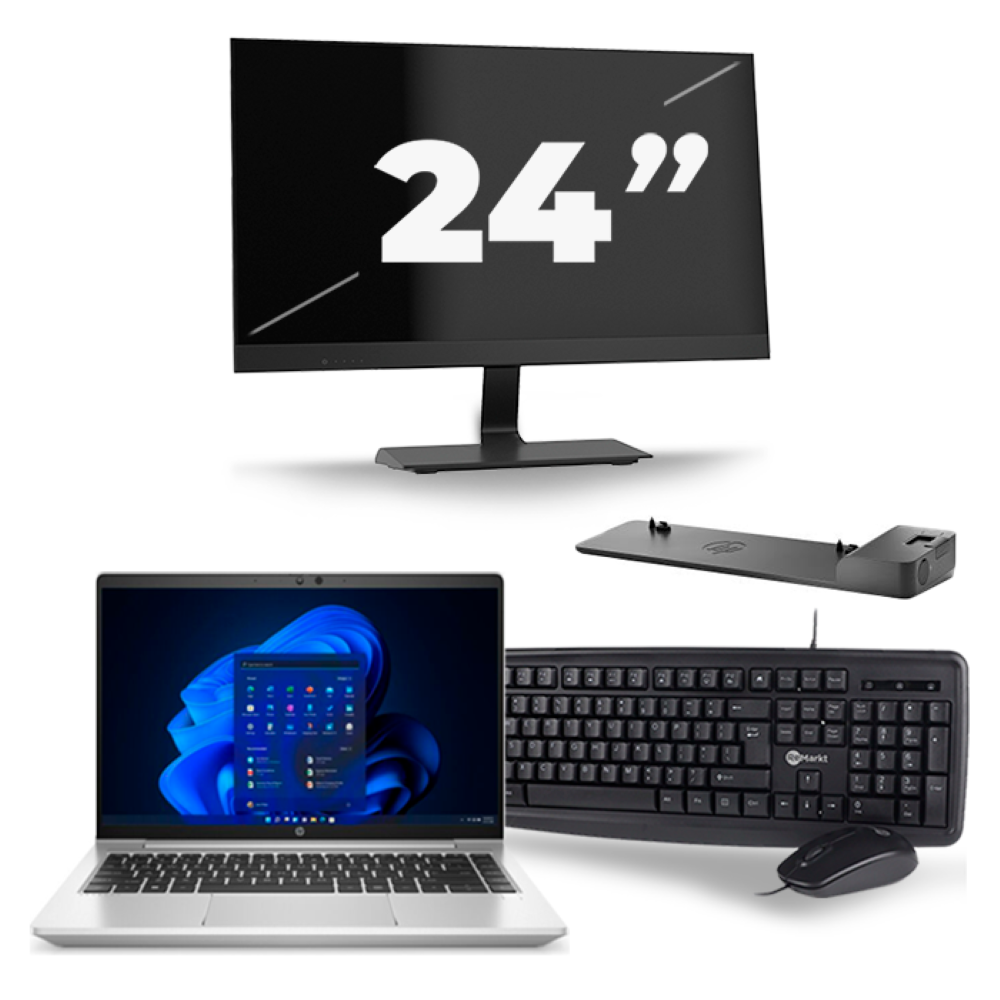 HP ProBook 640 G8 - Intel Core i5-11e Generatie - 14 inch - 8GB RAM - 256GB SSD - Windows 11 + 1x 24 inch Monitor