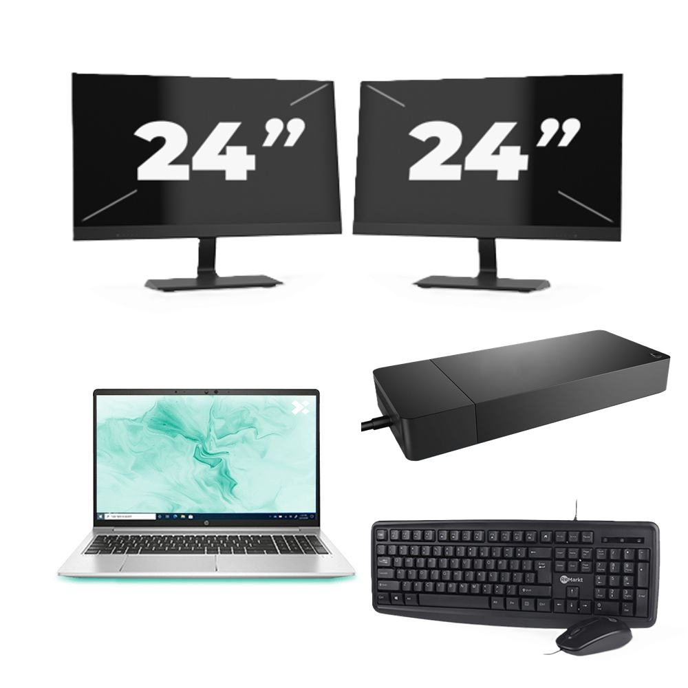 HP ProBook 650 G8 - Intel Core i7-11e Generatie - 15 inch - 8GB RAM - 256GB SSD - Windows 11 + 2x 24 inch Monitor