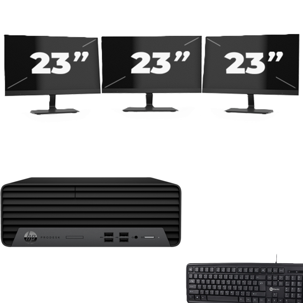 HP ProDesk 400 G7 SFF - Intel Core i5-10e Generatie - 8GB RAM - 256GB SSD - Windows 11 + 3x 23 inch Monitor