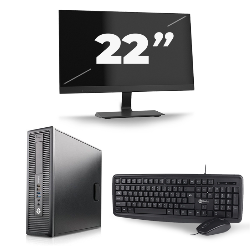 HP ProDesk 600 G1 SFF - Intel Core i5-4e Generatie - 8GB RAM - 256GB SSD - Windows 10 + 1x 22 inch Monitor