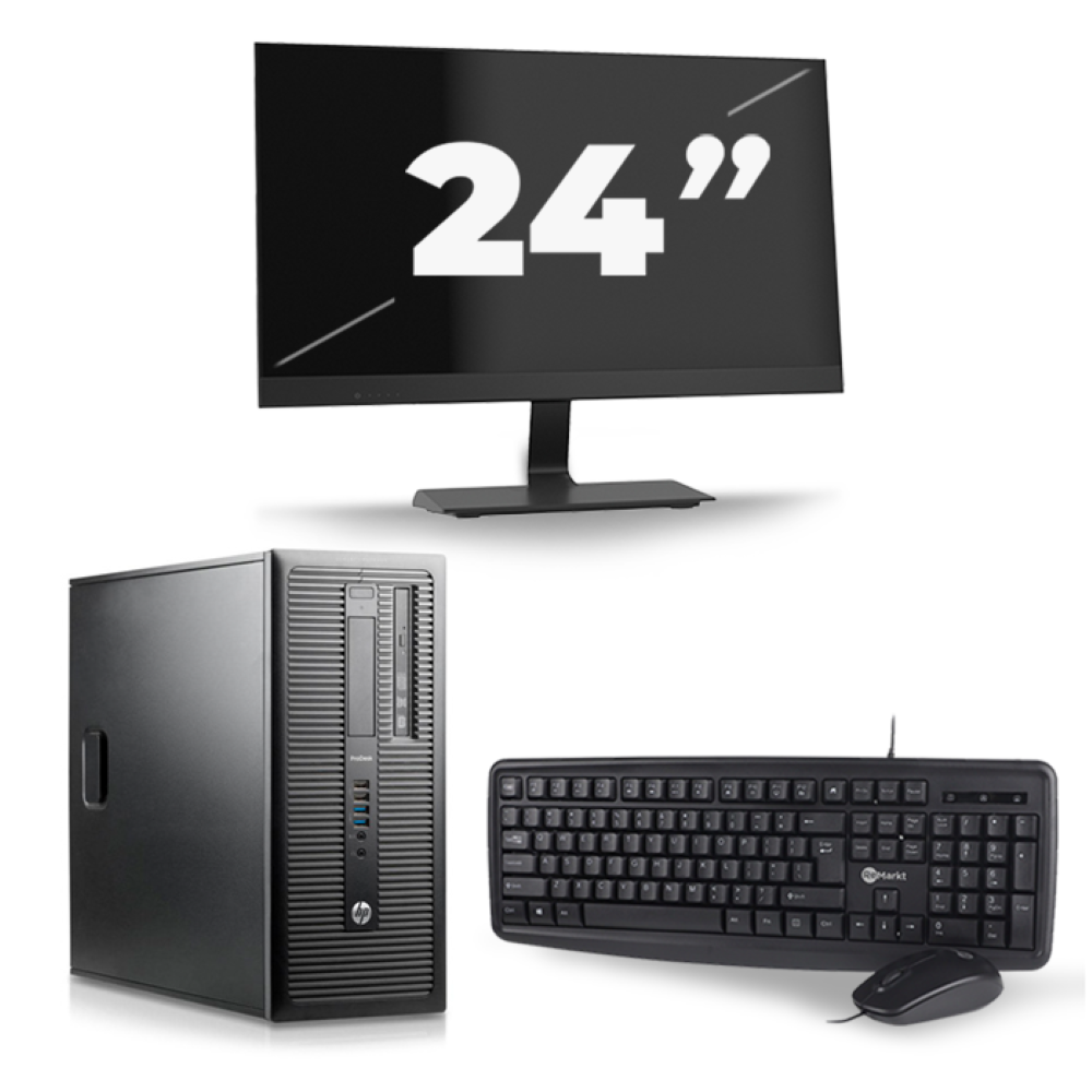HP ProDesk 600 G1 Tower - Intel Core i5-4e Generatie - 8GB RAM - 256GB SSD - Windows 10 + 1x 24 inch Monitor