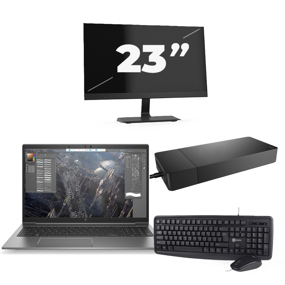 HP ZBook Firefly 15 G7 - Intel Core i7-10e Generatie - 15 inch - 8GB RAM - 256GB SSD - Windows 11 + 1x 23 inch Monitor