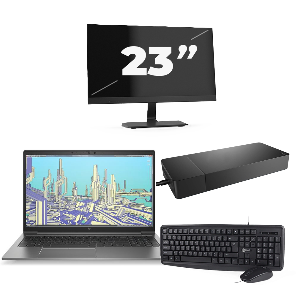 HP ZBook Firefly 15 G8 - Intel Core i7-11e Generatie - 15 inch - 8GB RAM - 256GB SSD - Windows 11 Home + 1x 23 inch Monitor