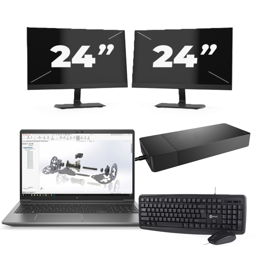 HP ZBook Power G8 - Intel Core i7-11e Generatie - 15 inch - 8GB RAM - 256GB SSD - Windows 11 + 2x 24 inch Monitor