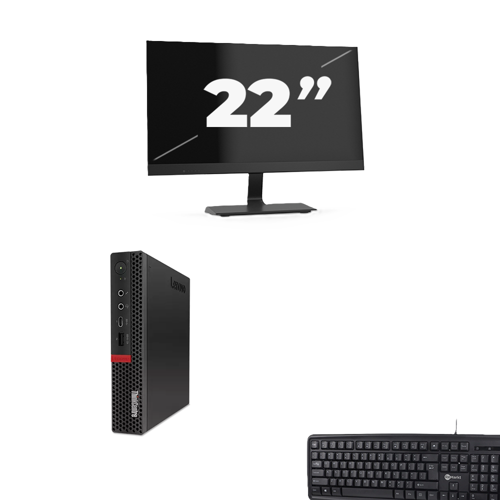 Lenovo ThinkCentre M720q USFF - Intel Core i5-8e Generatie - 8GB RAM - 256GB SSD - Windows 11 + 1x 22 inch Monitor