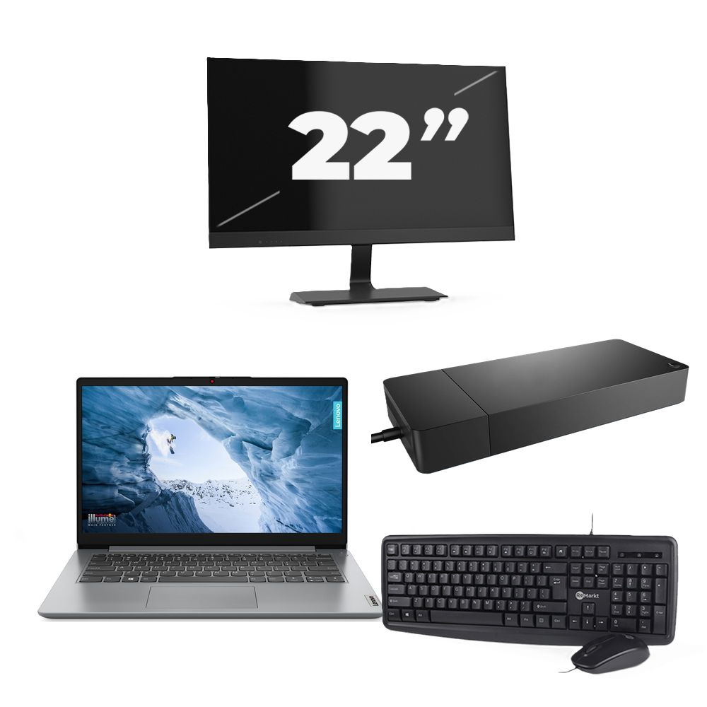 Lenovo ThinkPad L14 Gen 1 - Intel Core i5-10e Generatie - 14 inch - 8GB RAM - 256GB SSD - Windows 11 Home + 1x 22 inch Monitor