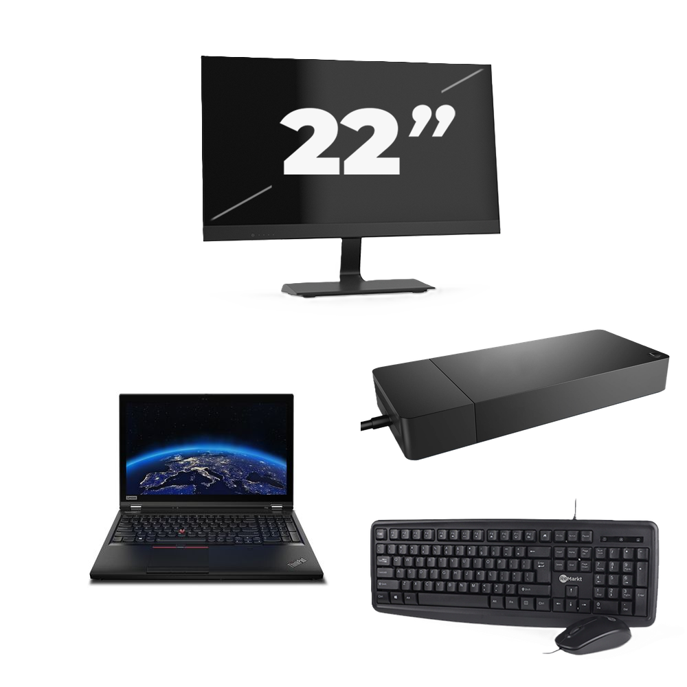 Lenovo ThinkPad P53 - Intel Core i7-9e Generatie - 15 inch - 8GB RAM - 256GB SSD - Windows 11 Home + 1x 22 inch Monitor