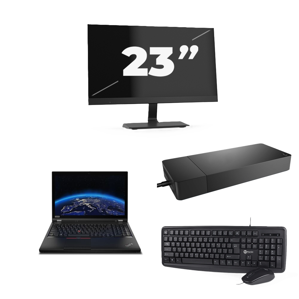 Lenovo ThinkPad P53 - Intel Core i7-9e Generatie - 15 inch - 8GB RAM - 256GB SSD - Windows 11 Home + 1x 23 inch Monitor