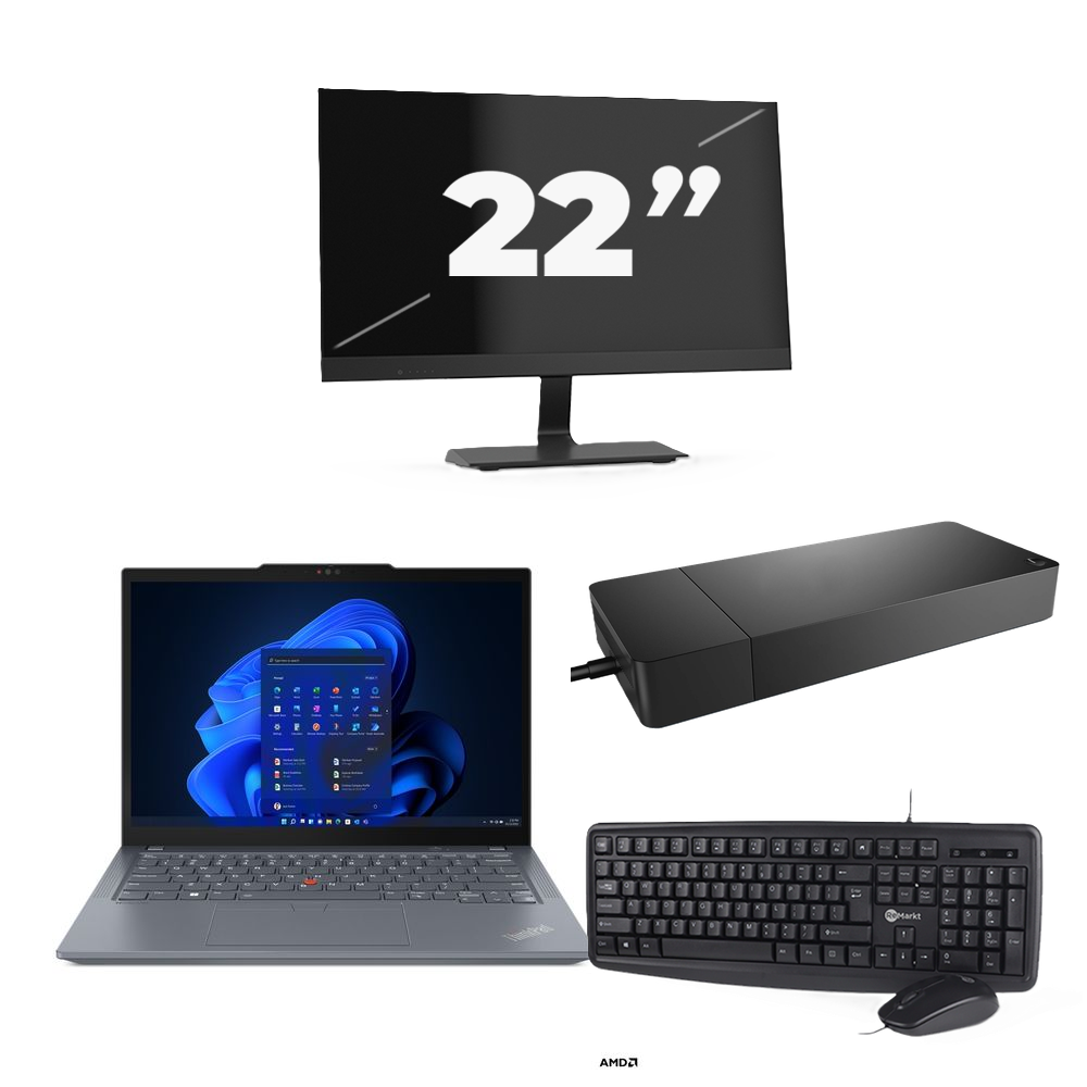 Lenovo Thinkpad X13 - AMD Ryzen 5 PRO 4650U - 13 inch - 16GB RAM - 256GB SSD - Windows 10 + 1x 22 inch Monitor