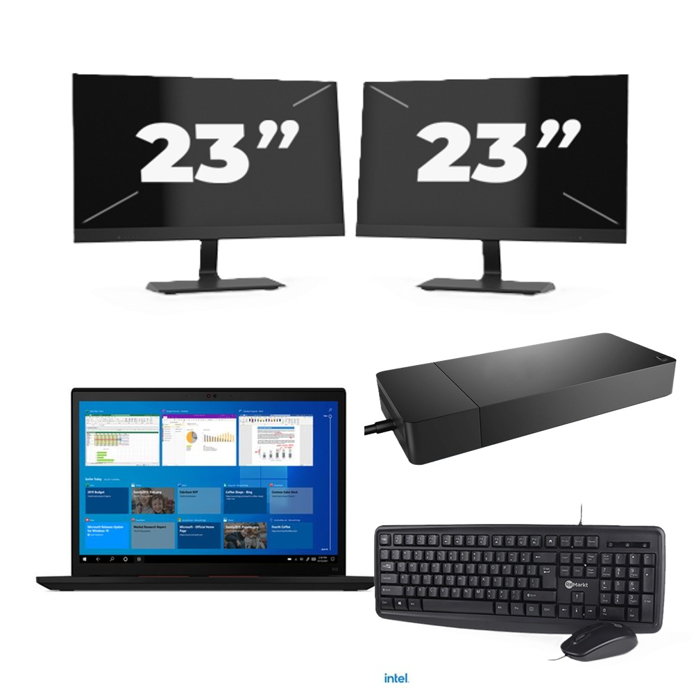 Lenovo Thinkpad X13 Gen 2 - Intel Core i5-11e Generatie - 13 inch - 16GB RAM - 256GB SSD - Windows 11 + 2x 23 inch Monitor