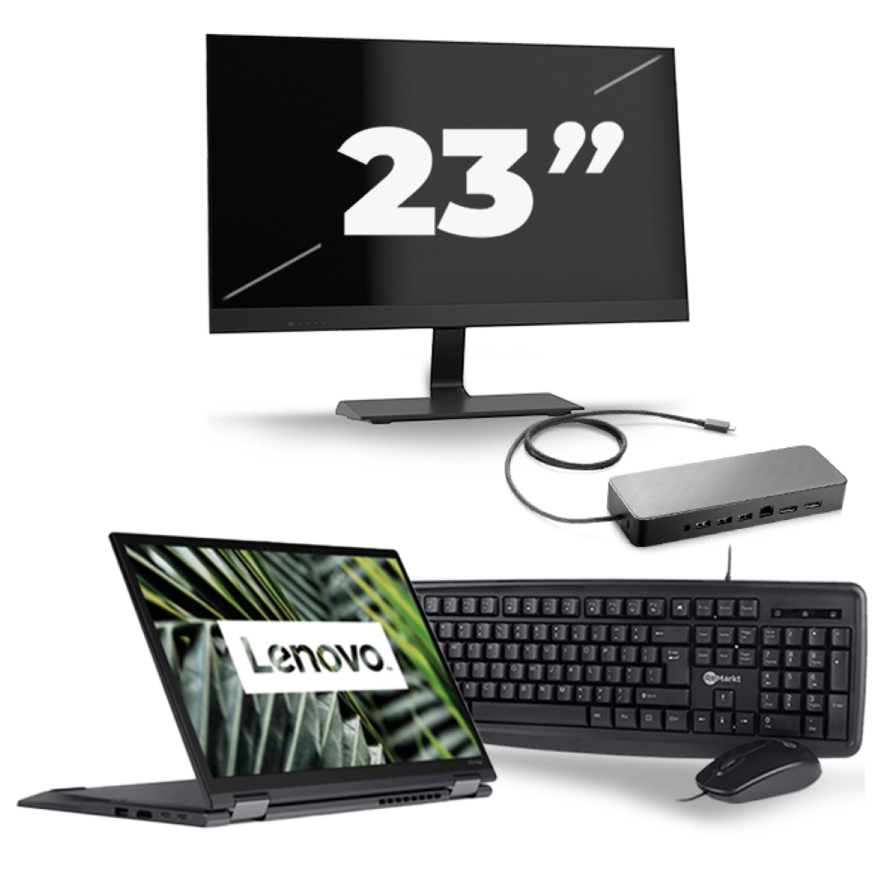 Lenovo ThinkPad X13 Yoga G1 - Intel Core i5-10e Generatie - 13 inch - 16GB RAM - 256GB SSD - Windows 11 Home + 1x 23 inch Monitor