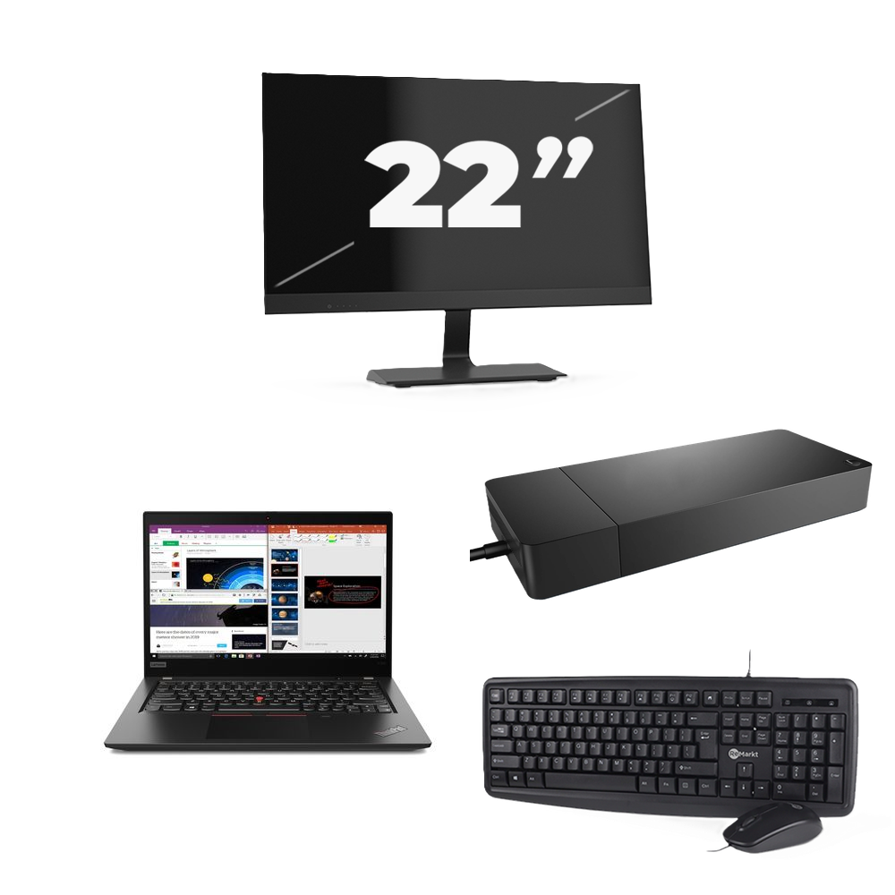 Lenovo ThinkPad X395 - AMD Ryzen 5 PRO 3500U - 13 inch - 8GB RAM - 256GB SSD - Windows 11 Home + 1x 22 inch Monitor