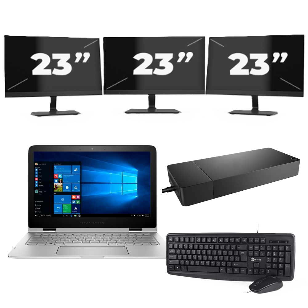 Lenovo Thinkpad E14 G2 - Intel Core i5-11e Generatie - 14 inch - 8GB RAM - 256GB SSD - Windows 11 Home + 3x 23 inch Monitor