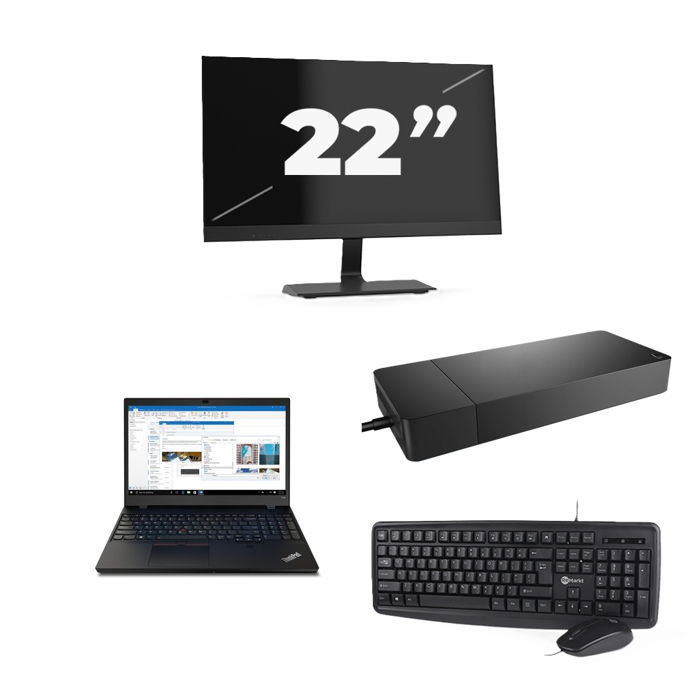 Lenovo Thinkpad T15p - Intel Core i7-10e Generatie - 15 inch - 8GB RAM - 256GB SSD - Windows 11 Home + 1x 22 inch Monitor