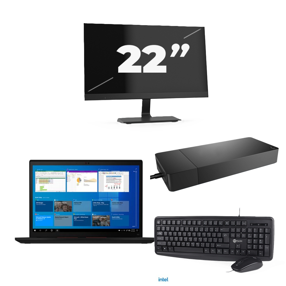 Lenovo ThinkPad X13 Gen 2 - Intel Core i5-11e Generatie - 13 inch - 8GB RAM - 256GB SSD - Windows 11 Home + 1x 22 inch Monitor