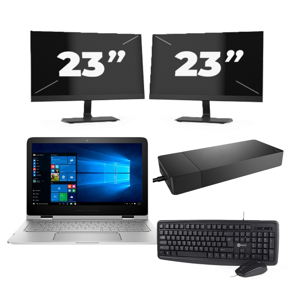 Lenovo Thinkpad x13 G2 - Intel Core i5-11e Generatie - 13 inch - 16GB RAM - 256GB SSD - Windows 11 Home + 2x 23 inch Monitor