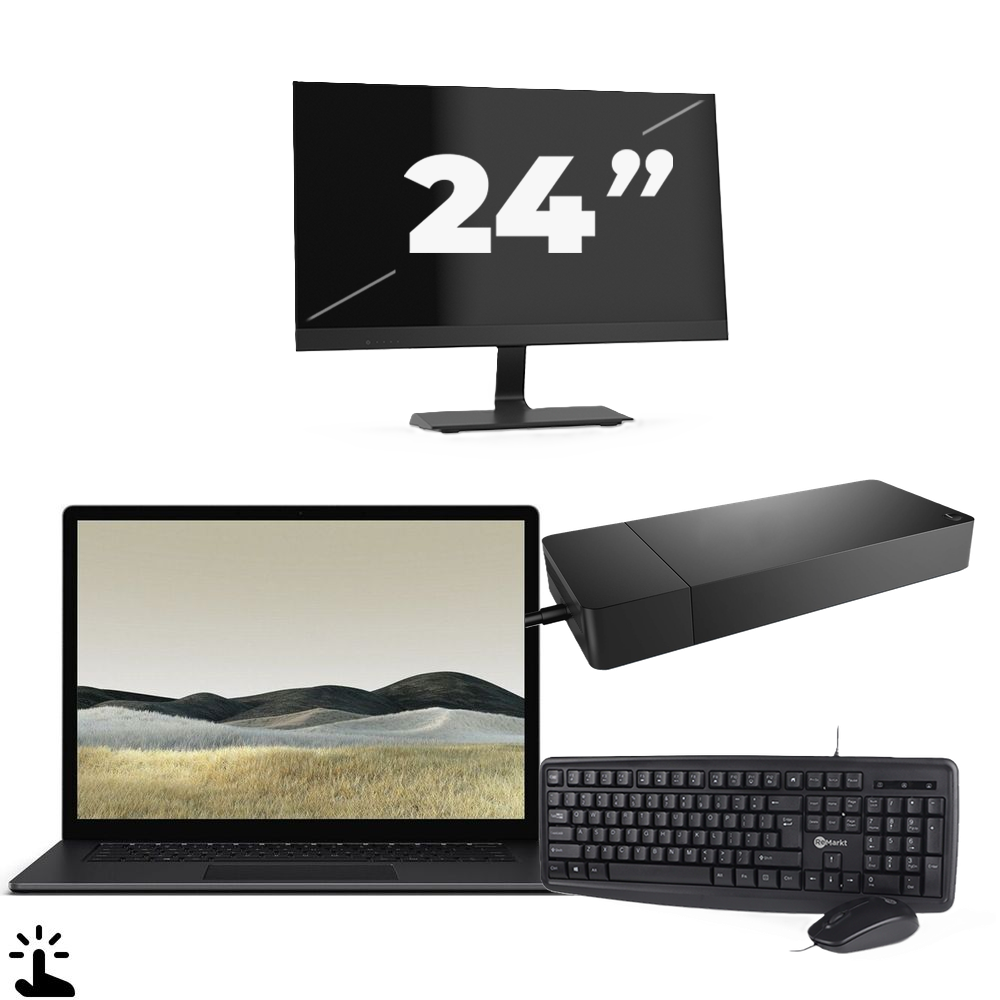 Microsoft Surface Laptop 3 - Intel Core i7-10e Generatie - 15 inch - Touch - 16GB RAM - 256GB SSD - Windows 11 Home + 1x 24 inch Monitor