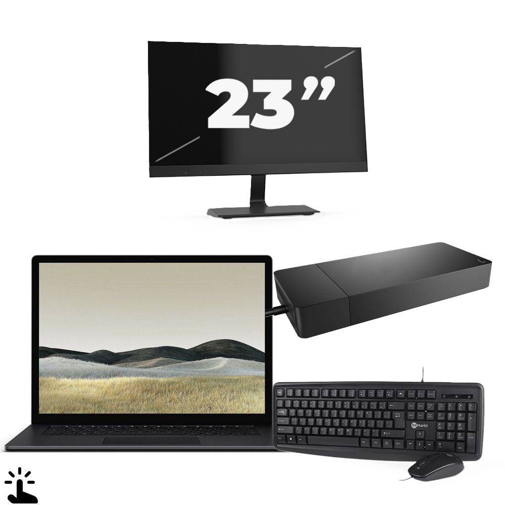 Microsoft Surface Laptop 3 - Intel Core i5-10e Generatie - 13 inch - Touch - 8GB RAM - 128GB SSD - Windows 11 Home + 1x 23 inch Monitor