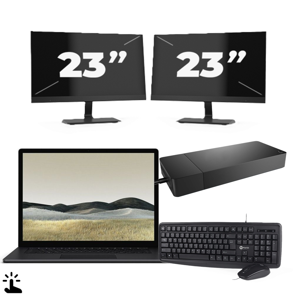 Microsoft Surface Laptop 3 - Intel Core i5-10e Generatie - 13 inch - Touch - 8GB RAM - 128GB SSD - Windows 11 Home + 2x 23 inch Monitor